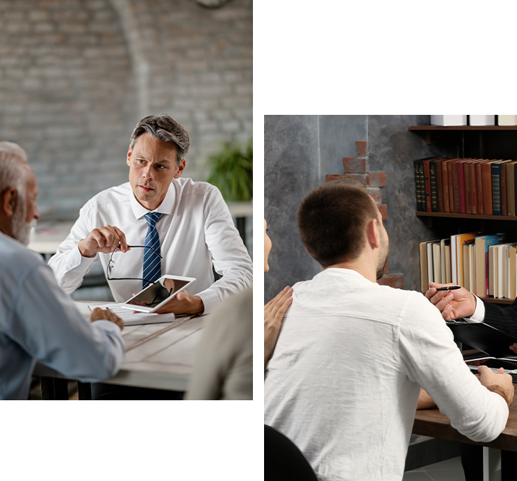 Young couple with notary office