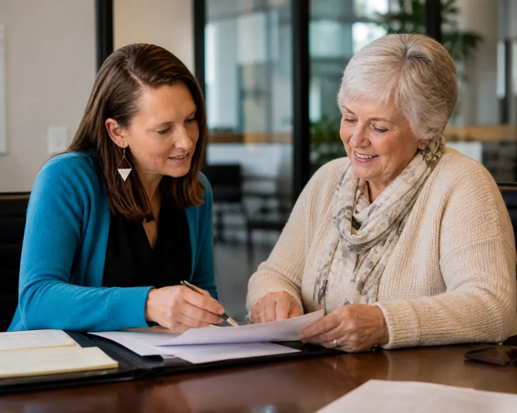 Moss Law attorney meeting with a client